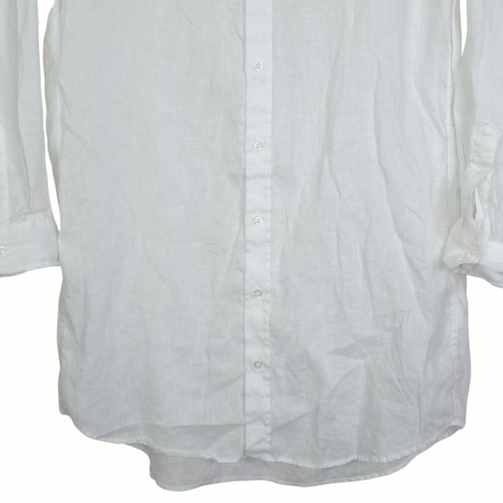 Frank & Eileen Mary Linen Mini Dress White Classic Italian Shirtdress Size S - Picture 6 of 9